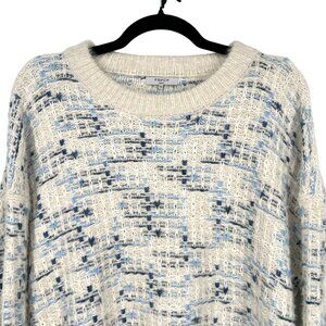 FRNCH Woven Knit Metallic Thread Crewneck Sweater Cream Blue Size S/M NWT